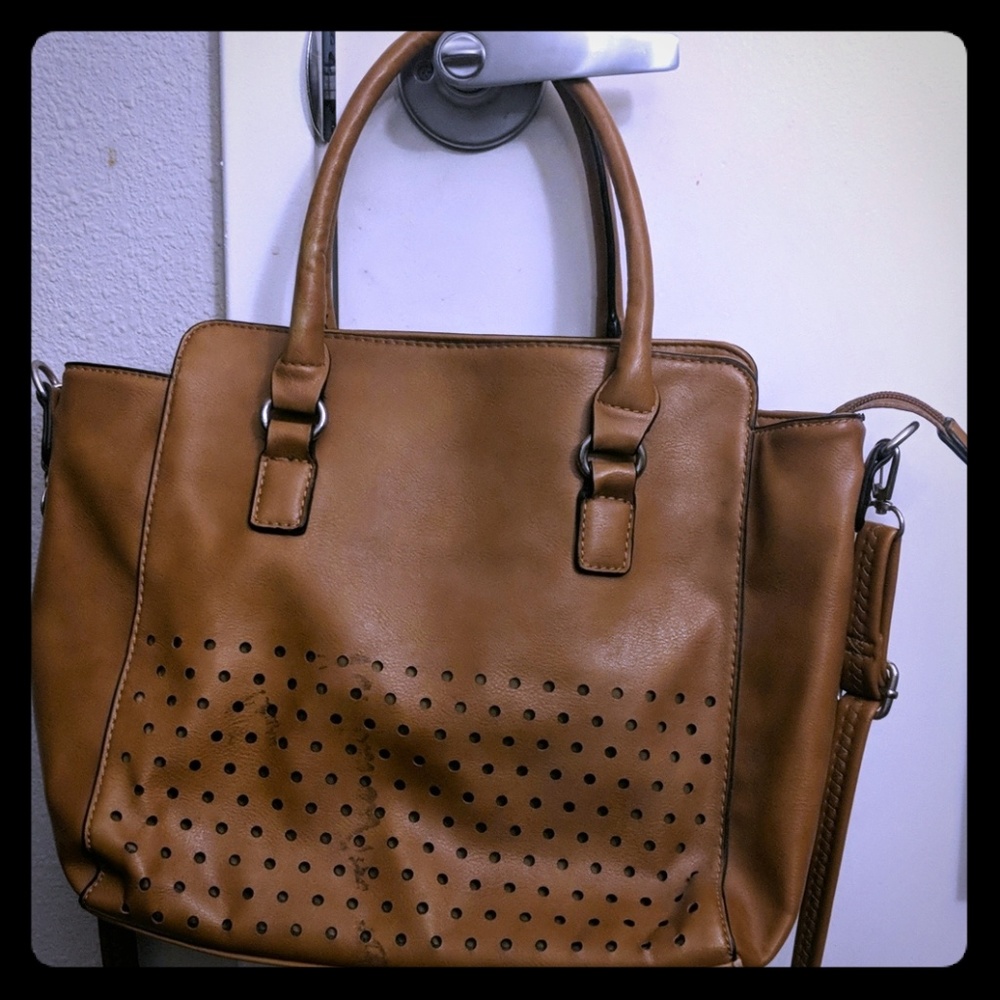 Tan faux leather handbag